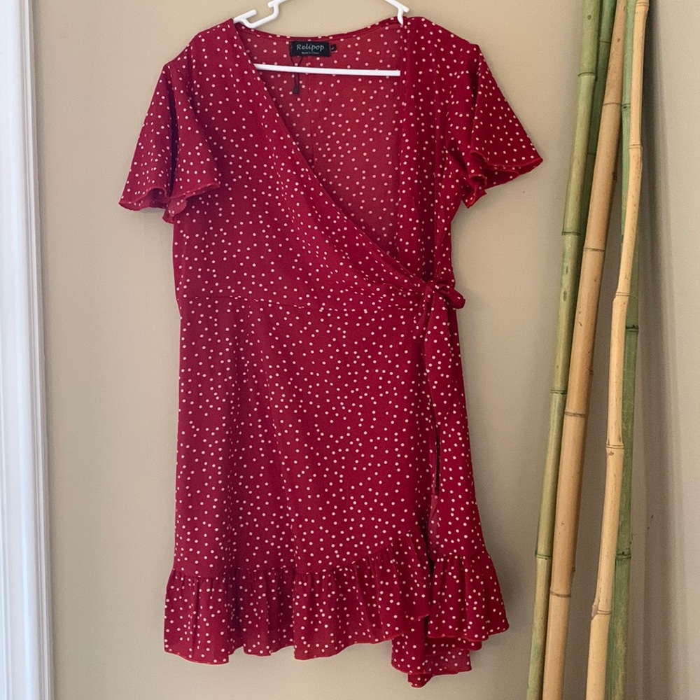 4 for $30 Red Polka Dot Wrap Dress